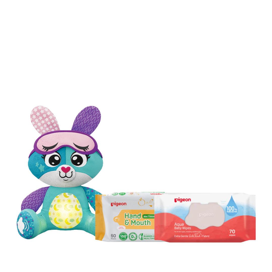 Kidshits Sweet Dreams Bunny + Pigeon Hand and Mouth Tissue 60's + 70's Pure Water Wipes Flip Top