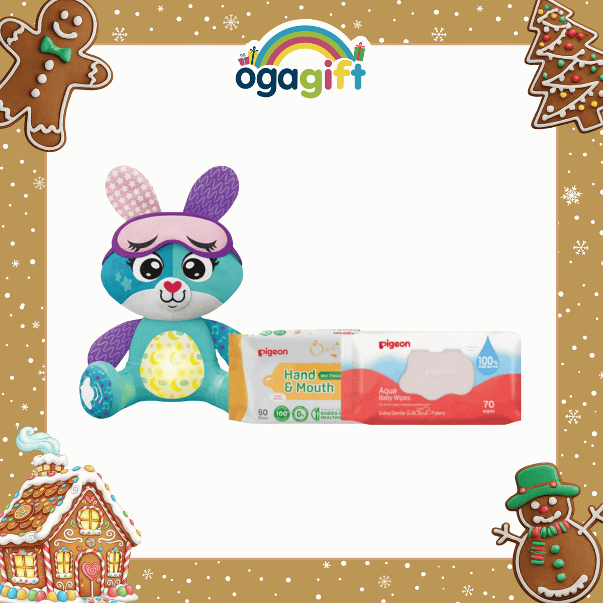 Kidshits Sweet Dreams Bunny + Pigeon Hand and Mouth Tissue 60's + 70's Pure Water Wipes Flip Top