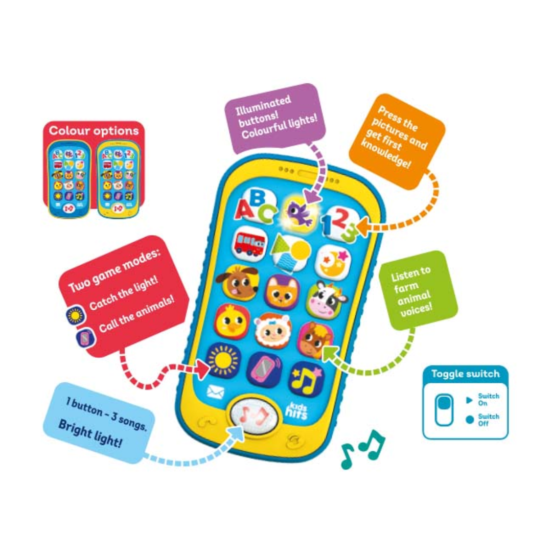 Kidshit Light-Up Farm Smart Phone + Pigeon RPP Red Bottle 120ml S