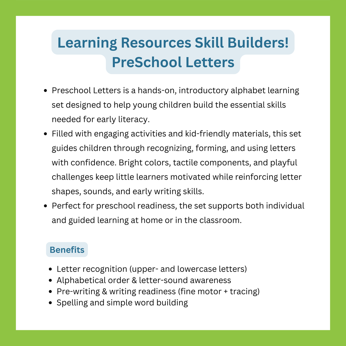 Skill Builders! Preschool Letters
