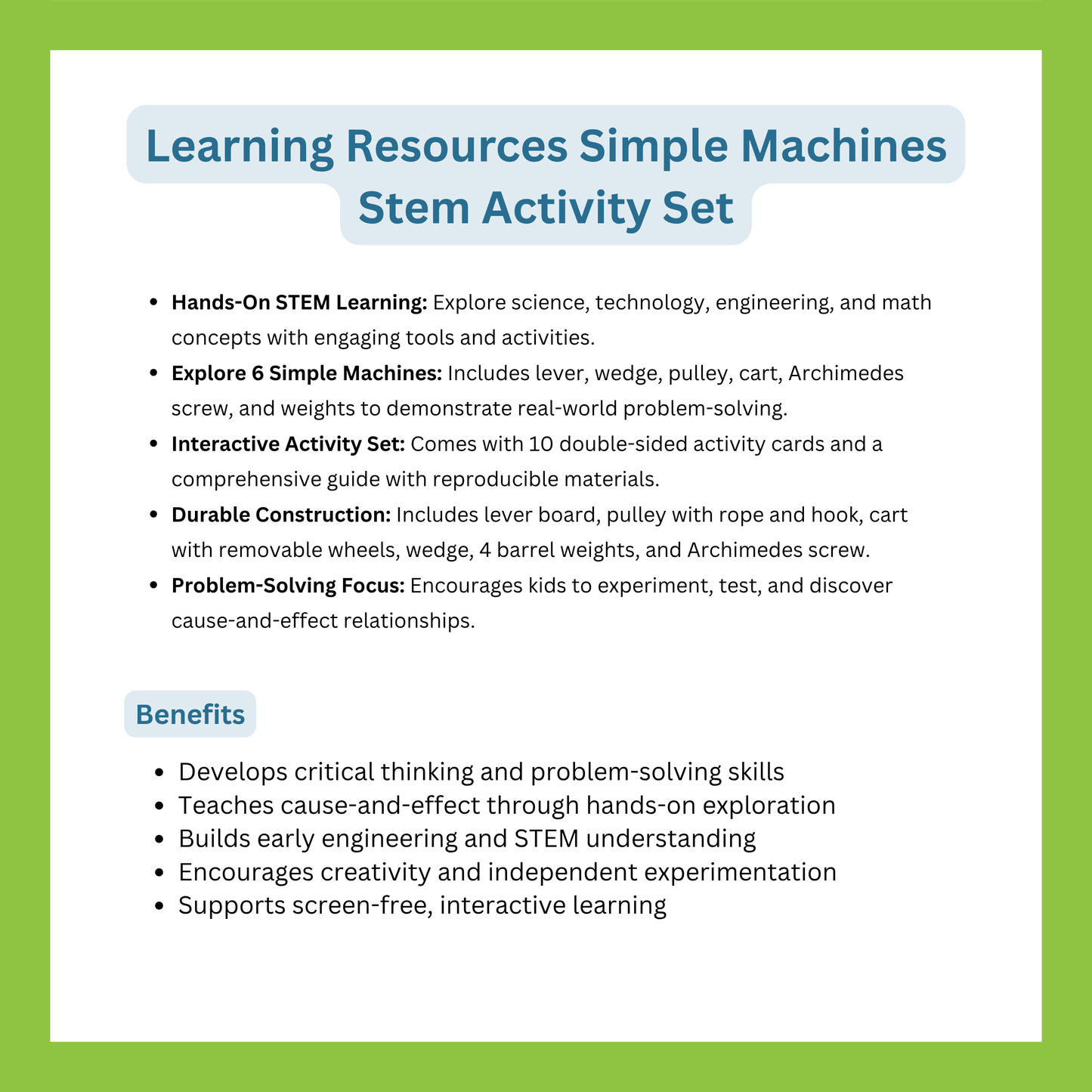 LEARNING RESOURCES SIMPLE MACHINES STEM ACTIVITY SET