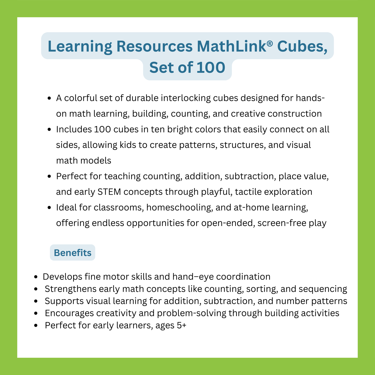 MathLink® Cubes, Set of 100