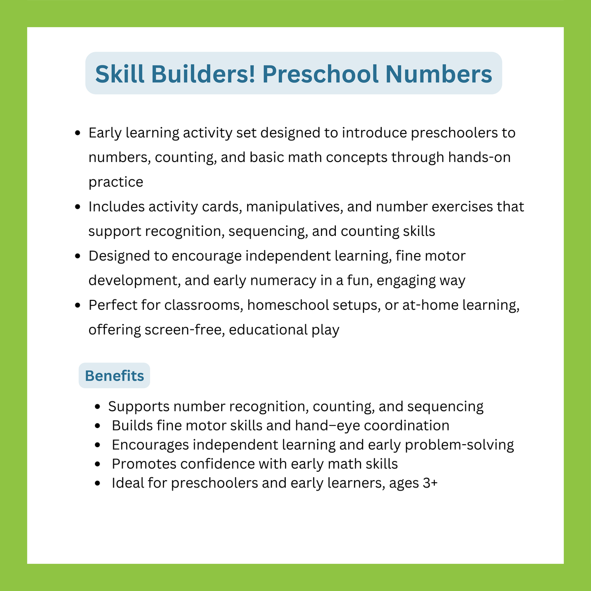 Skill Builders! Preschool Numbers
