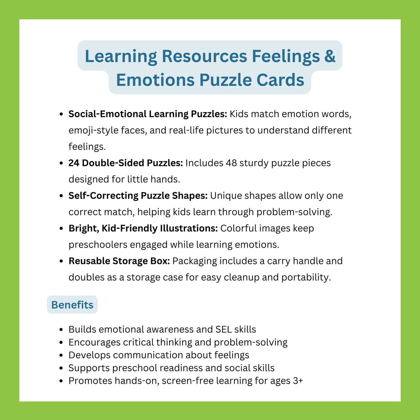 LEARNING RESOURCES FEELINGS & EMOTIONS PUZZLE CARDS