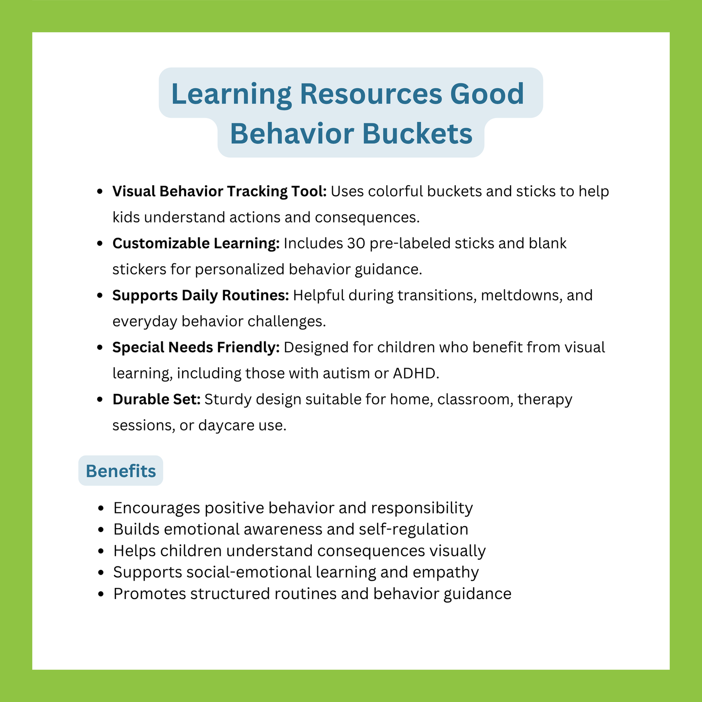 LEARNING RESOURCES GOOD BEHAVIOR BUCKETS