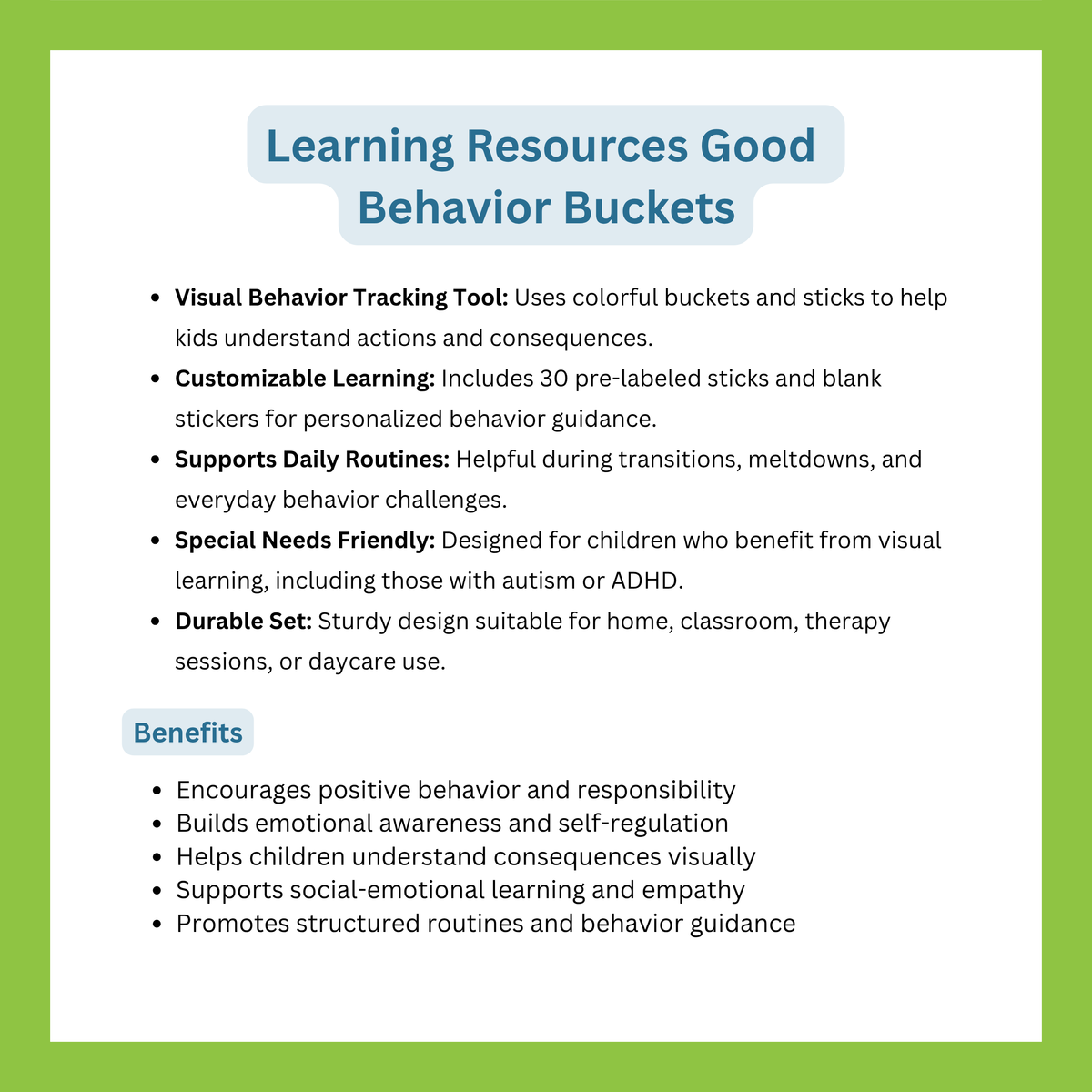 LEARNING RESOURCES GOOD BEHAVIOR BUCKETS – Ogalala World