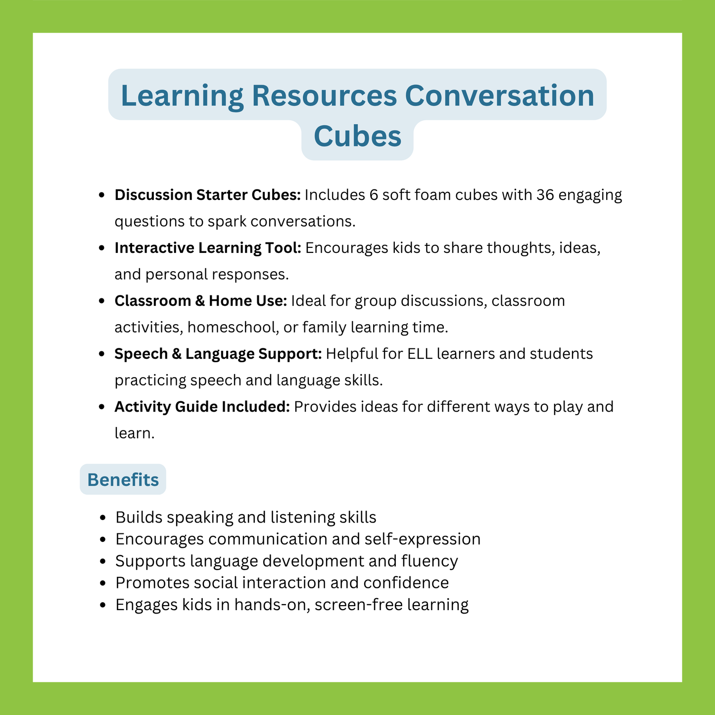 LEARNING RESOURCES CONVERSATION CUBES