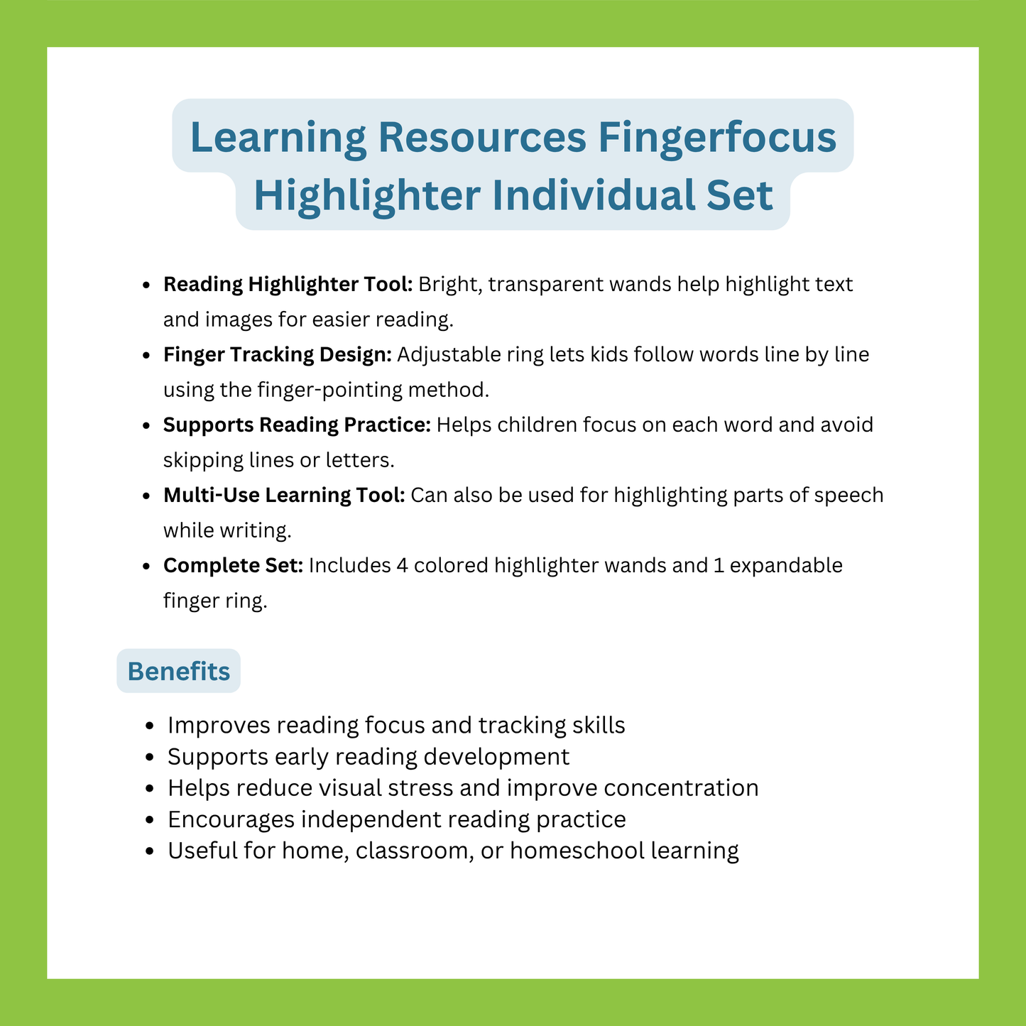 LEARNING RESOURCES Fingerfocus Highlighter Individual Set