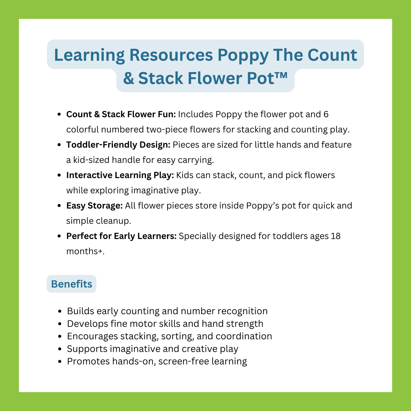 LEARNING RESOURCES POPPY THE COUNT & STACK FLOWER POT™