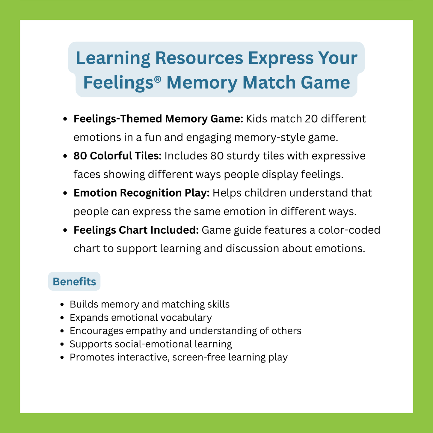 LEARNING RESOURCES EXPRESS YOUR FEELINGS® MEMORY MATCH GAME