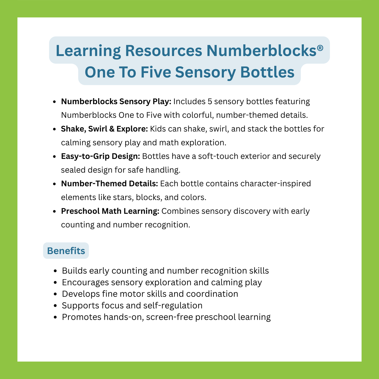 LEARNING RESOURCES NUMBERBLOCKS® ONE TO FIVE SENSORY BOTTLES