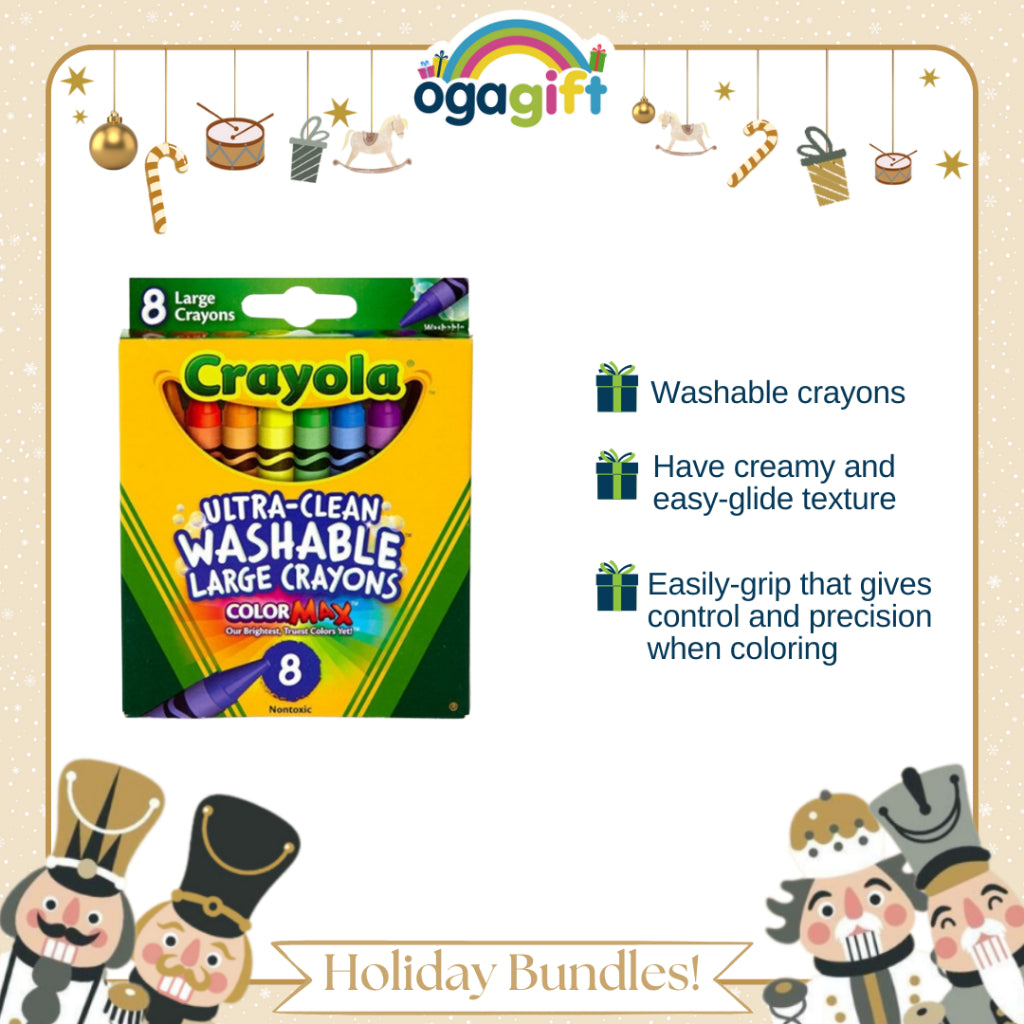 Ogagift Bundle Numberblocks® One to Five Wooden Blocks+8ct Large Washable Crayons+Plus-Plus BIG Basic /15pcs Tube