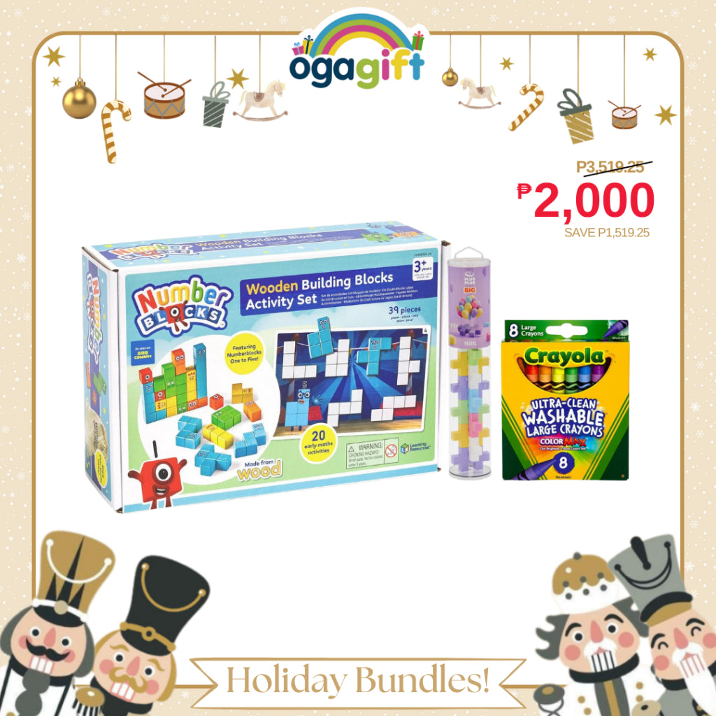 Ogagift Bundle Numberblocks® Building Blocks Activity Set+8ct Large Washable Crayons+Plus-Plus BIG Pastel / 15pcs Tube