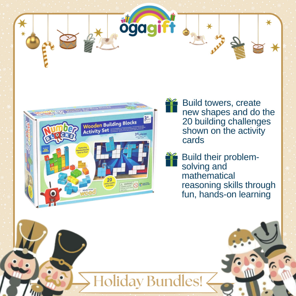 Ogagift Bundle Numberblocks® Building Blocks Activity Set+8ct Large Washable Crayons+Plus-Plus BIG Pastel / 15pcs Tube