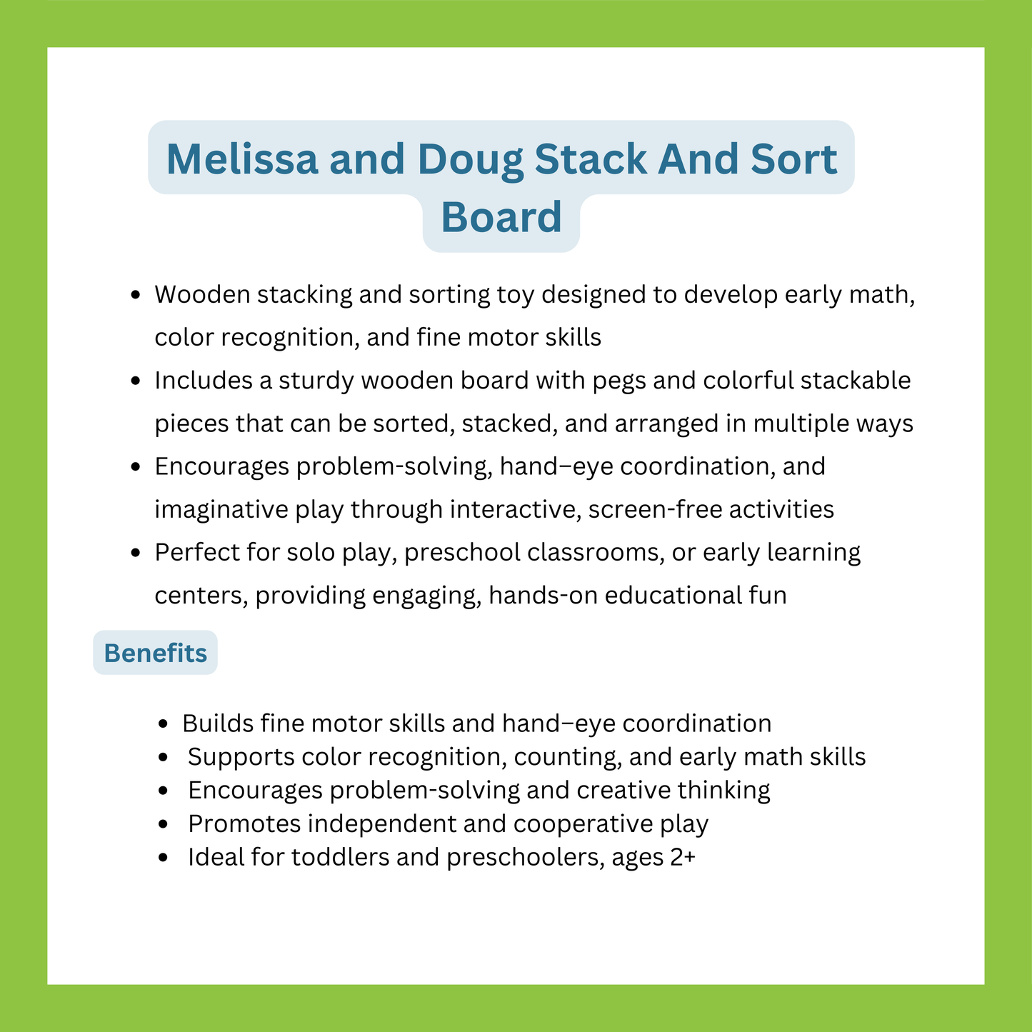 Melissa and Doug Stack And Sort Board