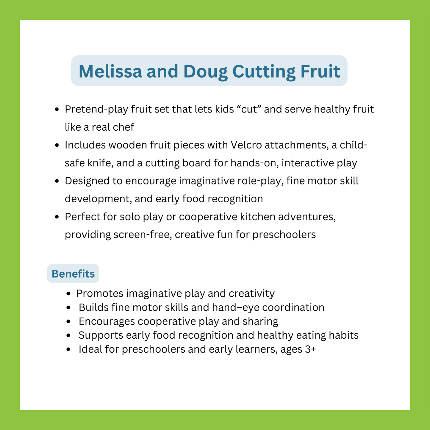 Melissa and Doug Cutting Fruit