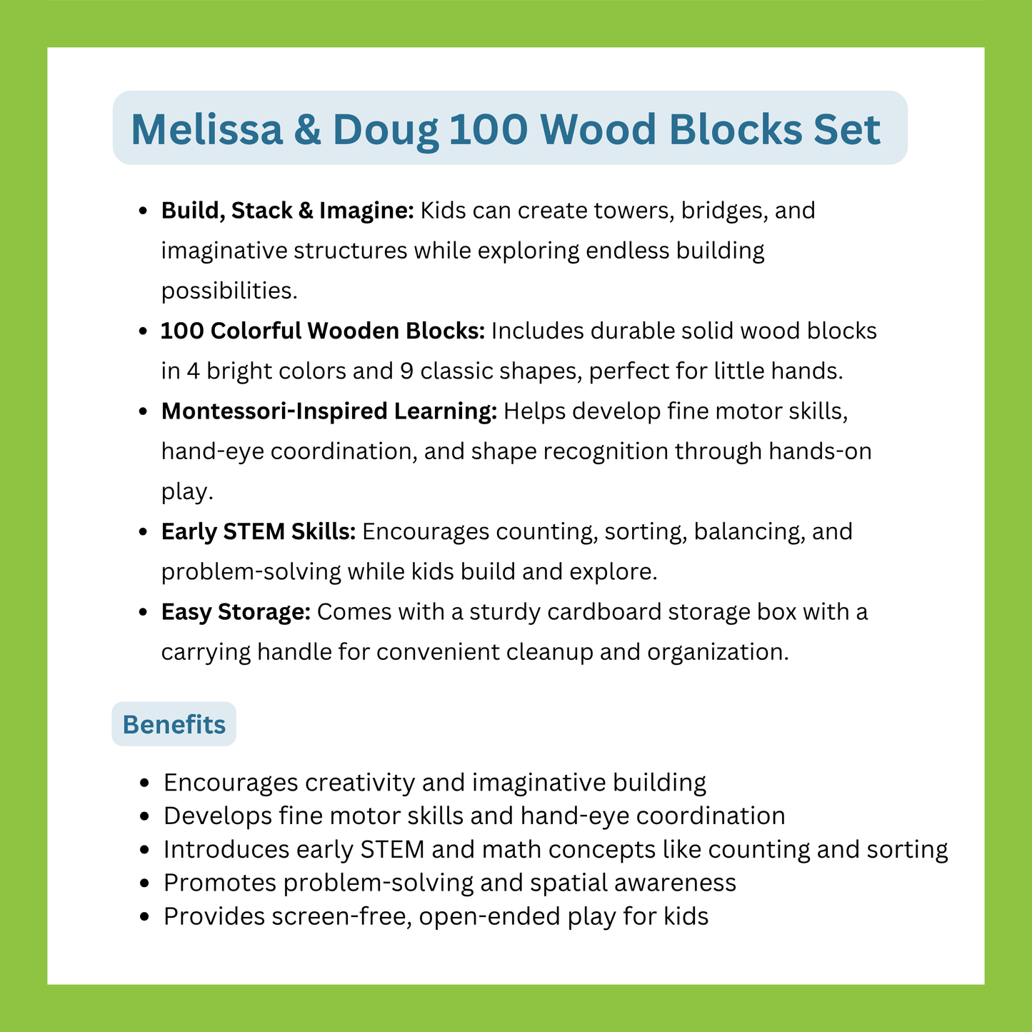 Melissa & Doug 100 Wooden Blocks