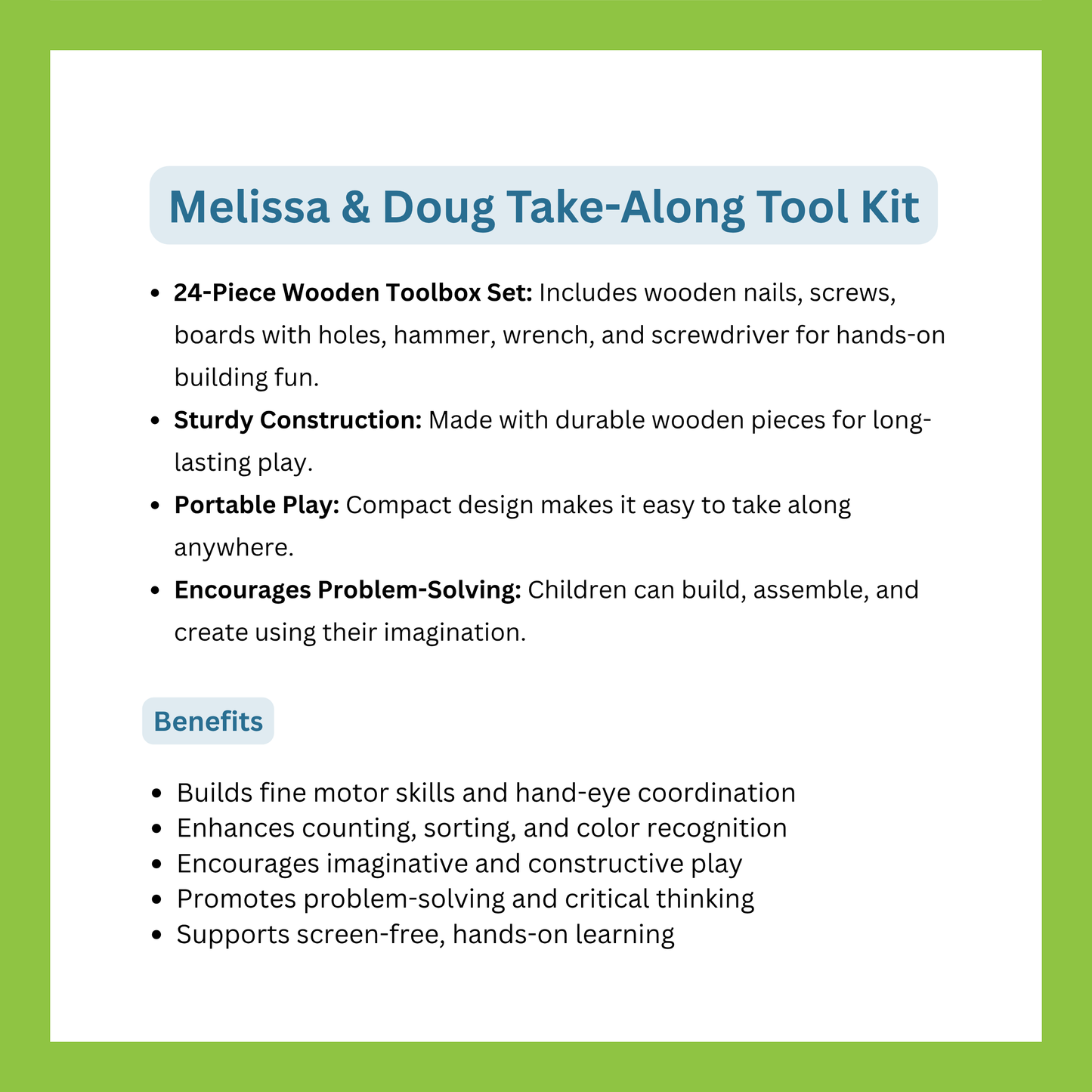 Melissa & Doug Take-Along Tool Kit