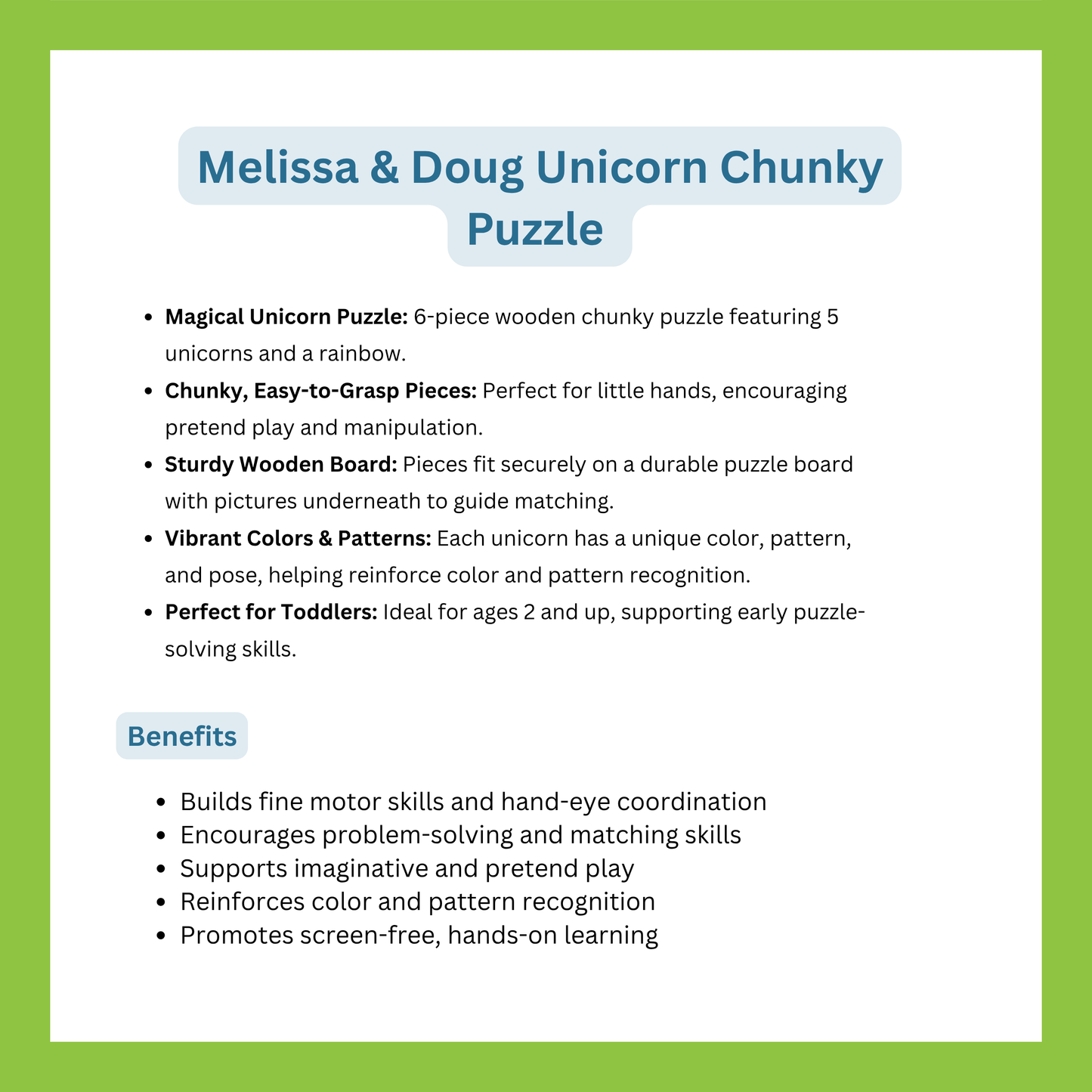 Melissa & Doug Unicorn Chunky Puzzle
