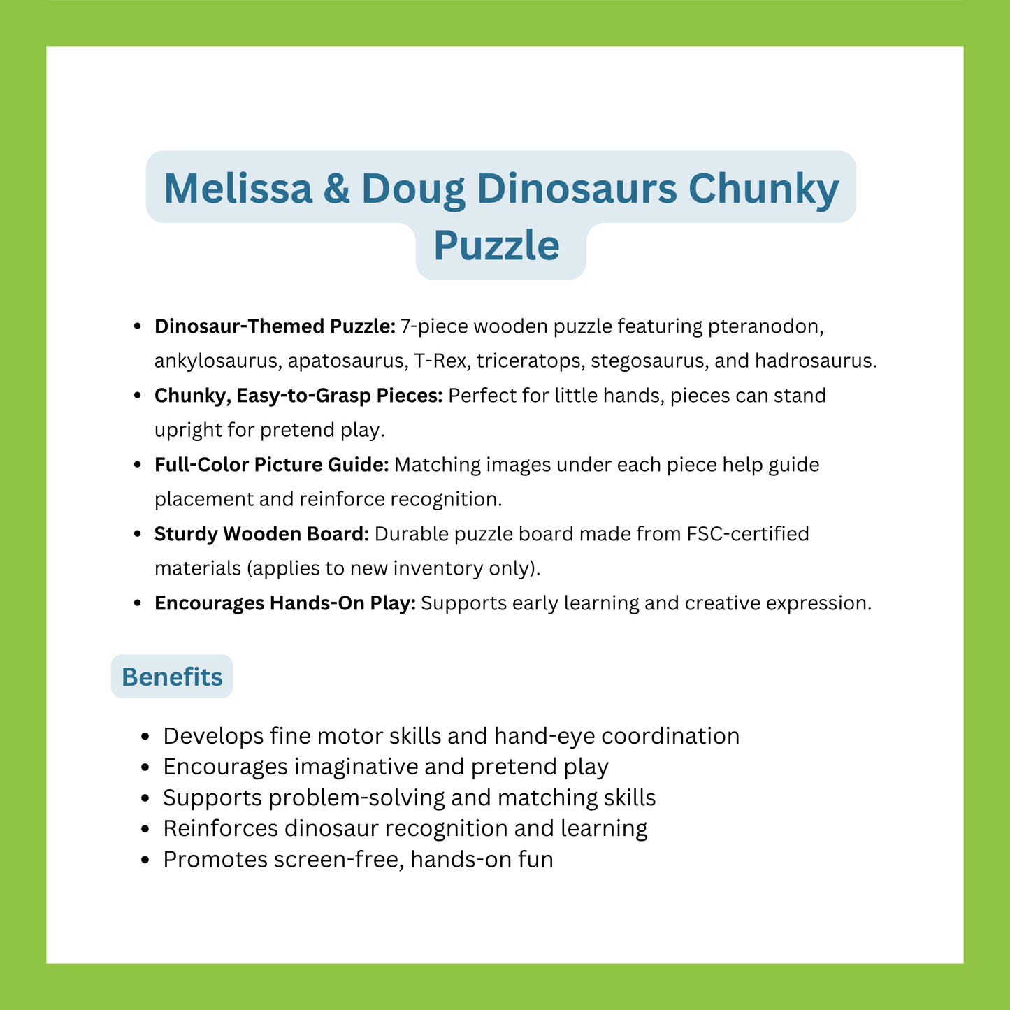 Melissa & Doug Dinosaurs Chunky Puzzle
