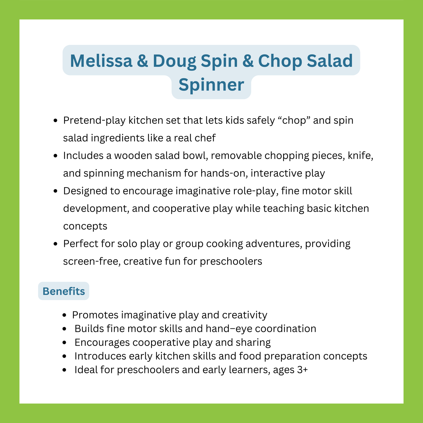 Melissa & Doug Spin & Chop Salad Spinner