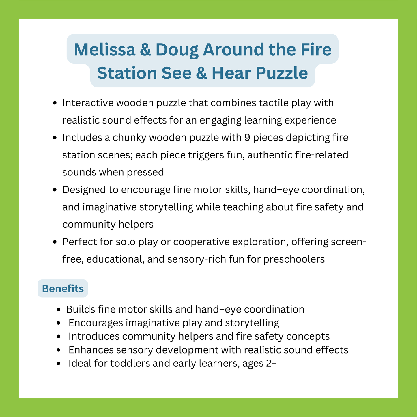 Melissa & Doug Around the Fire Station See & Hear Puzzle