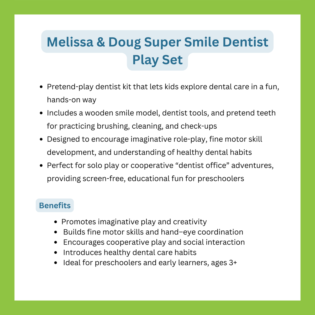 Melissa and Doug Super Smile Dentist Play Set