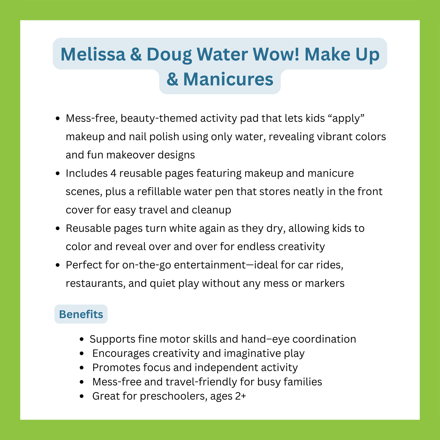 MELISSA & DOUG Water Wow Make Up & Manicures