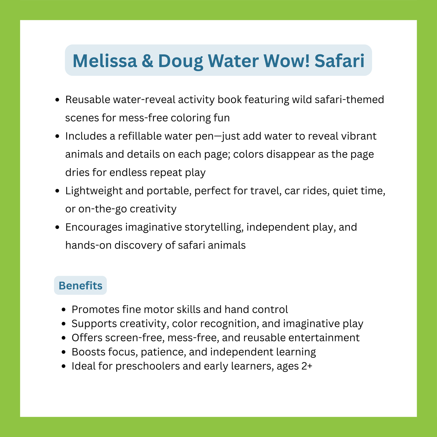 Melissa and Doug Water Wow Safari