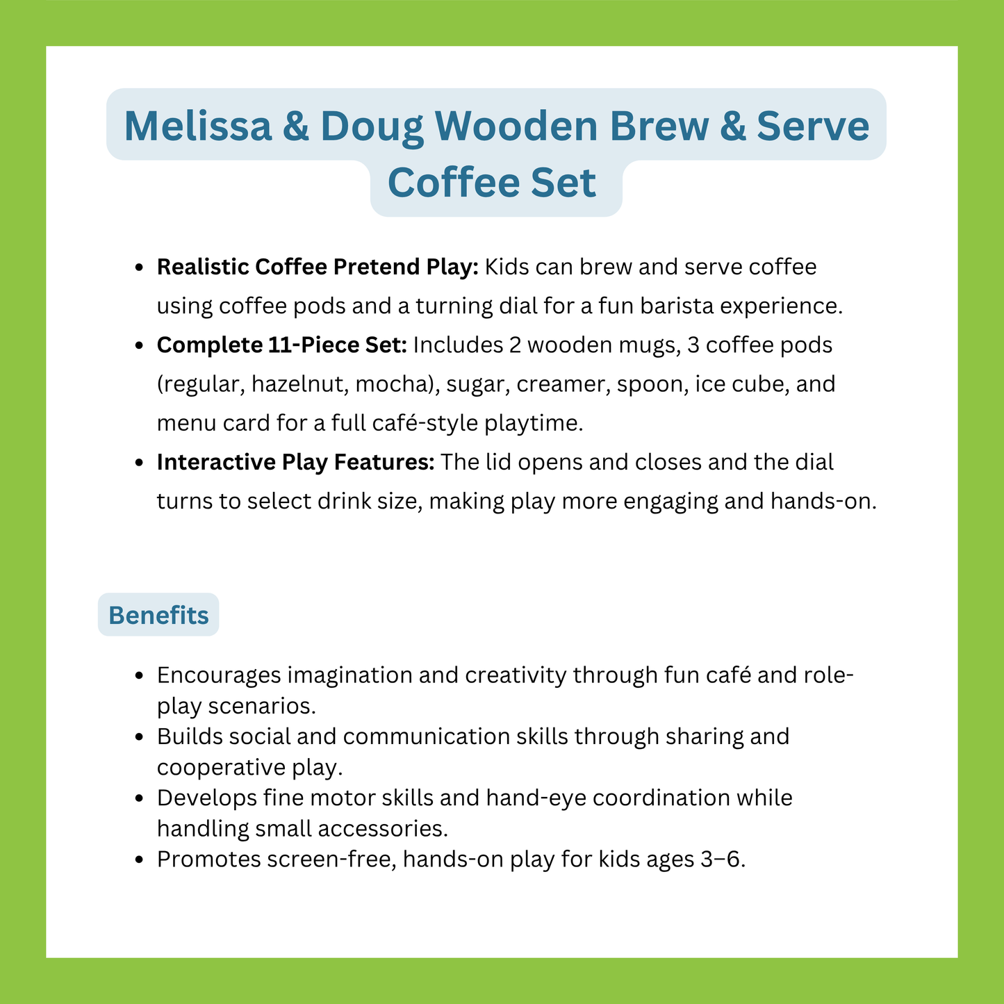 Melissa and Doug Brew & Serve Coffee Set
