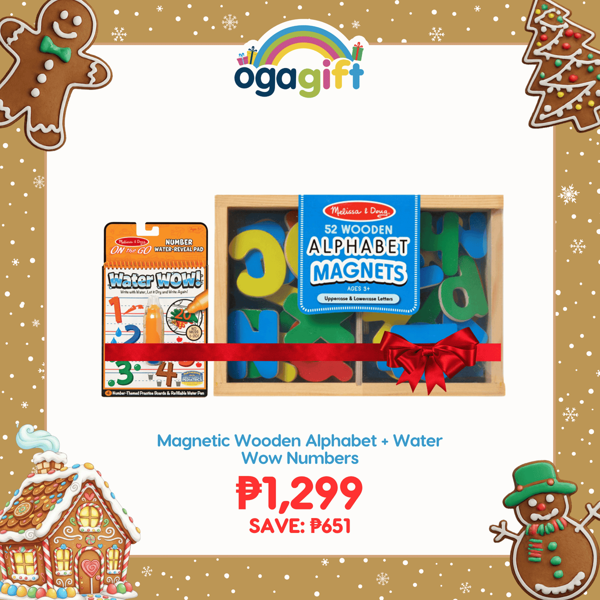 Ogagift Bundle Magnetic Wooden Alphabet + Water Wow Numbers