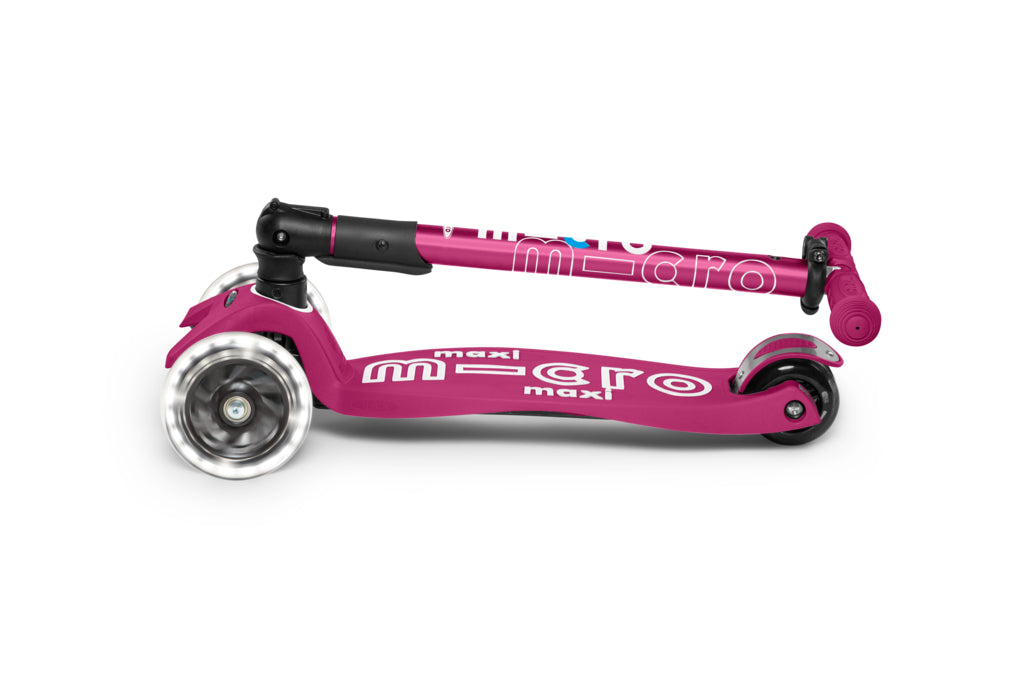 Maxi Micro Deluxe Foldable Berry Red LED Scooter