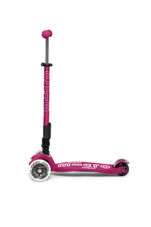 Maxi Micro Deluxe Foldable Berry Red LED Scooter