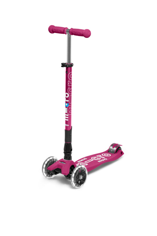 Maxi Micro Deluxe Foldable Berry Red LED Scooter