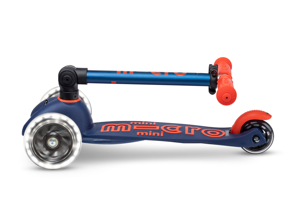 Mini Micro Deluxe Foldable LED Navy Blue Scooter