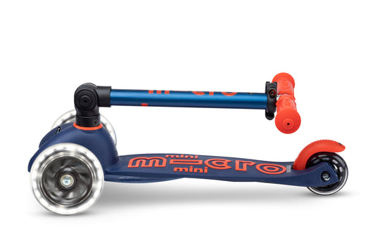 Mini Micro Deluxe Foldable LED Navy Blue Scooter