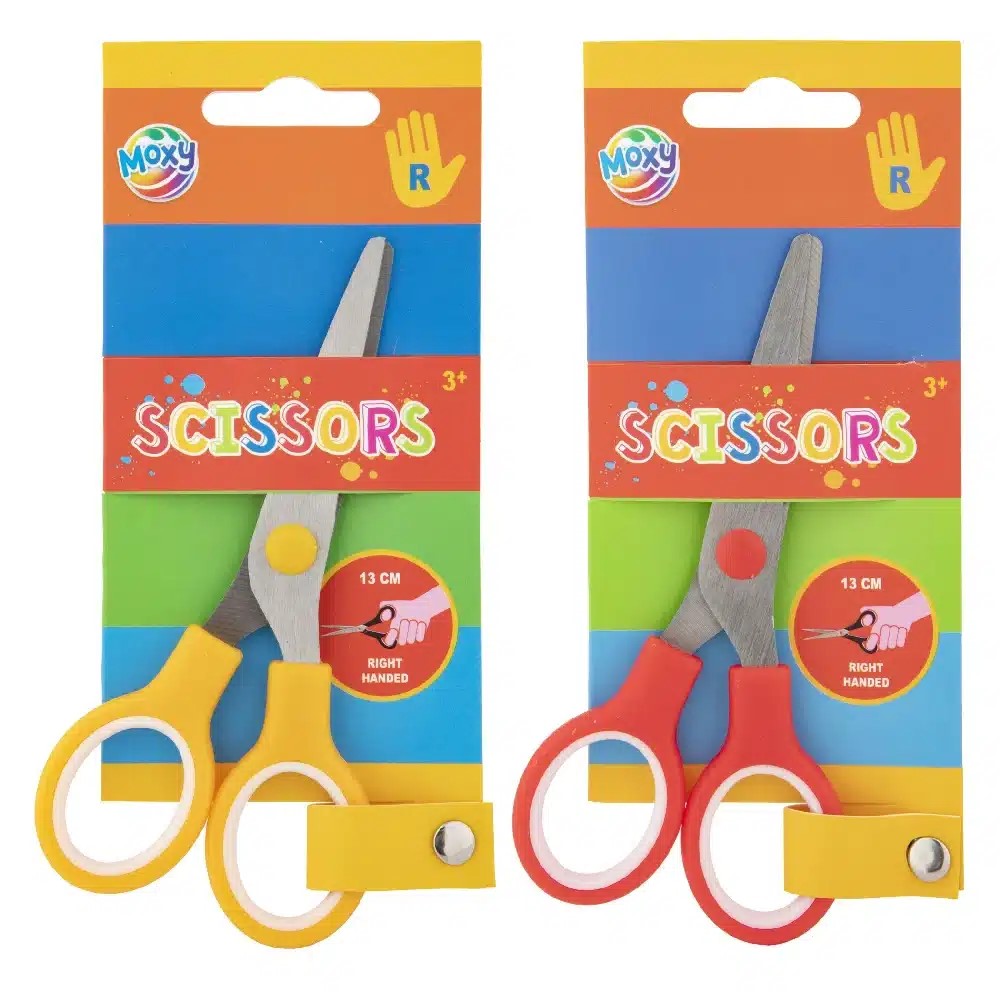 MOXY SCISSORS RIGHT HANDED, 13CM, 2ASS, YELLOW / RED HANDLE