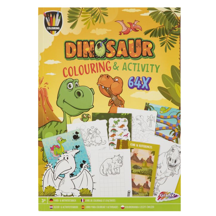 MOXY COLOURING & ACTIVITY BOOK DINOSAUR A4, 64 PAGES