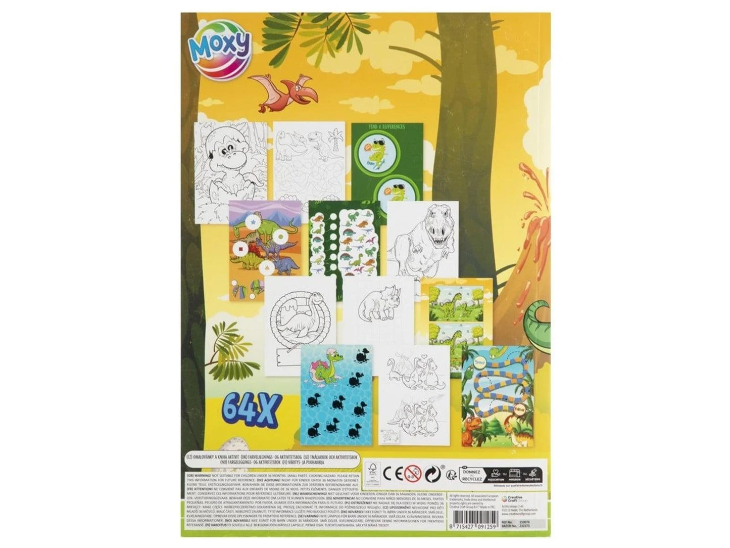 MOXY COLOURING & ACTIVITY BOOK DINOSAUR A4, 64 PAGES