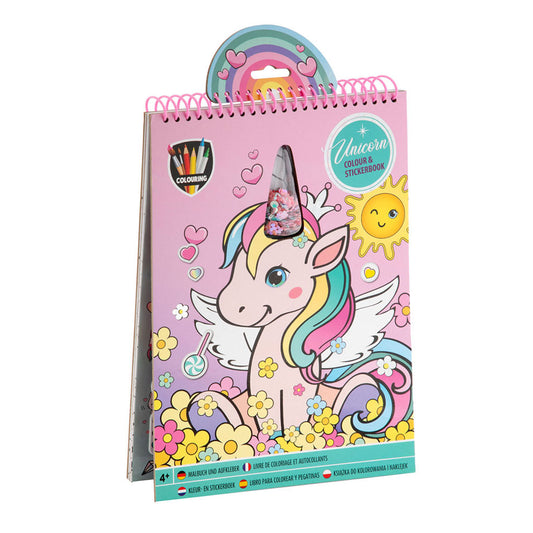 MOXY A4 UNICORN COLOURING & STICKERBOOK 16 PAGES