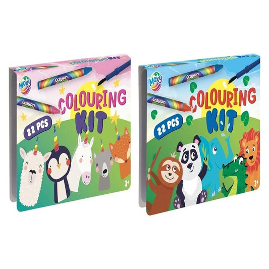 MOXY KIDS COLOURING KIT,  11X14.8CM , 22PCS, 2ASS