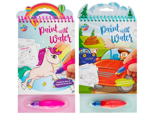 MOXY PAINT WITH WATER, 23X14CM, 5 SHEETS, INCL PEN, 2ASS