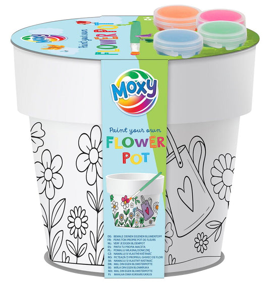 MOXY PYO FLOWERPOT Ø11.5CM INCL 4 PAINTS, 1 BRUSH