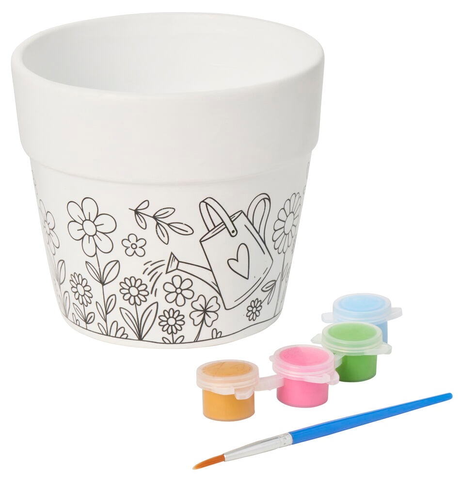 MOXY PYO FLOWERPOT Ø11.5CM INCL 4 PAINTS, 1 BRUSH