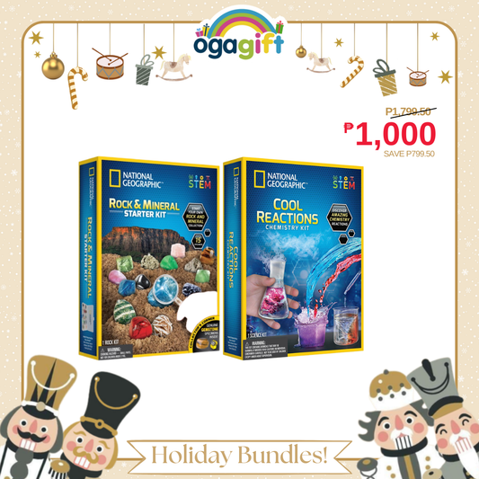 Ogagift Bundle Rock + Mineral Starter Kit + Cool Reactions Chemistry Kit