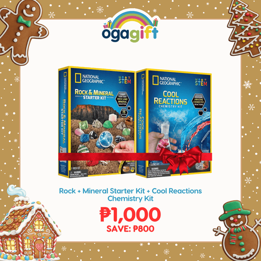 Ogagift Bundle Rock + Mineral Starter Kit + Cool Reactions Chemistry Kit