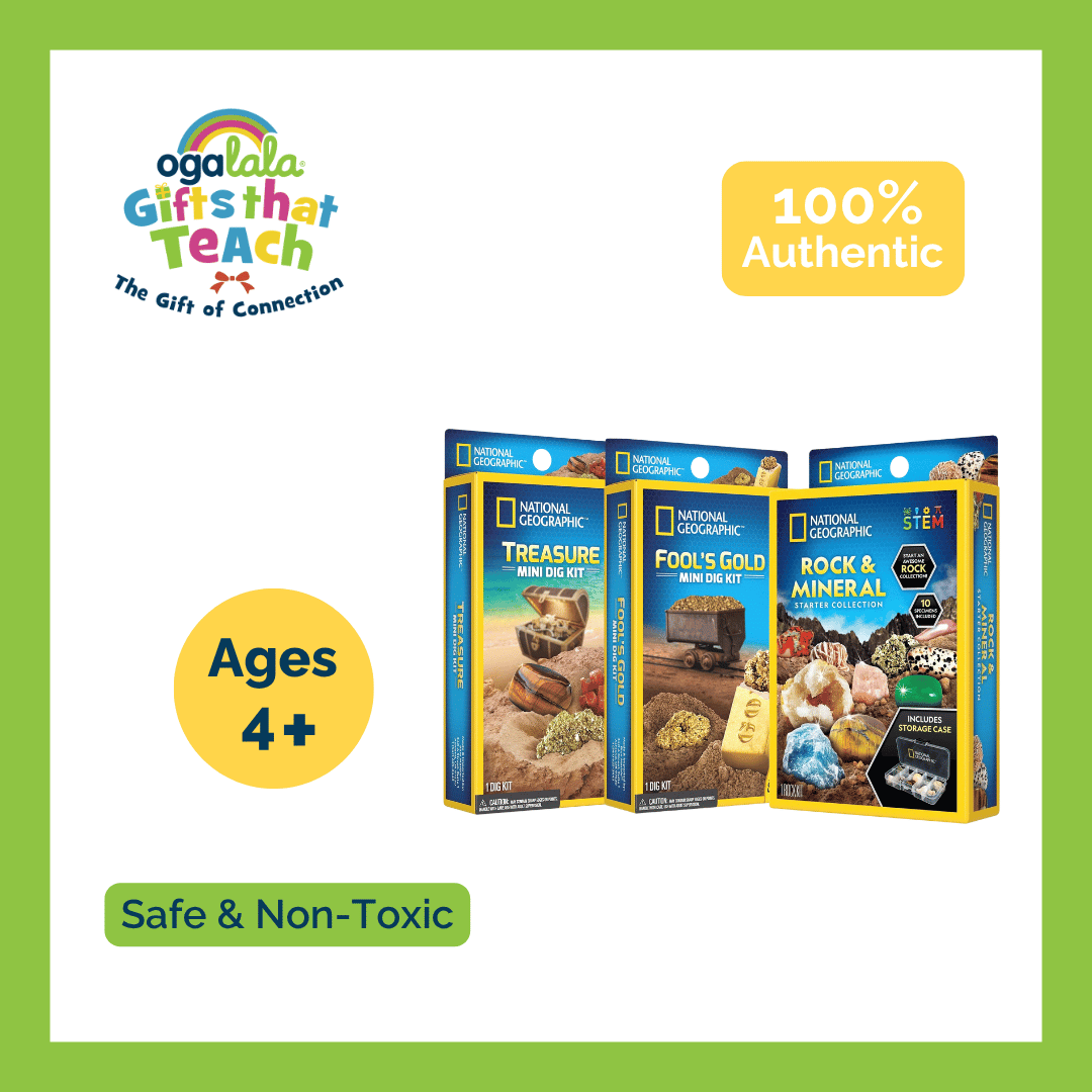 National Geographic Bundle Rock + Mineral Starter Kit + Mini Dig Fools Gold + Treasury Mini Dig Kit