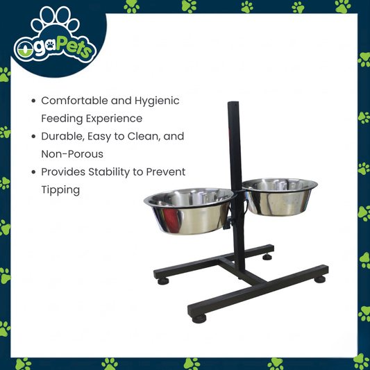 Ogapets Elevated Pet Feeding Bowl Set - Stainless Steel, H-Shaped Base, Non-Porous, Durable, Easy to Clean, Hygienic Feeding Experience