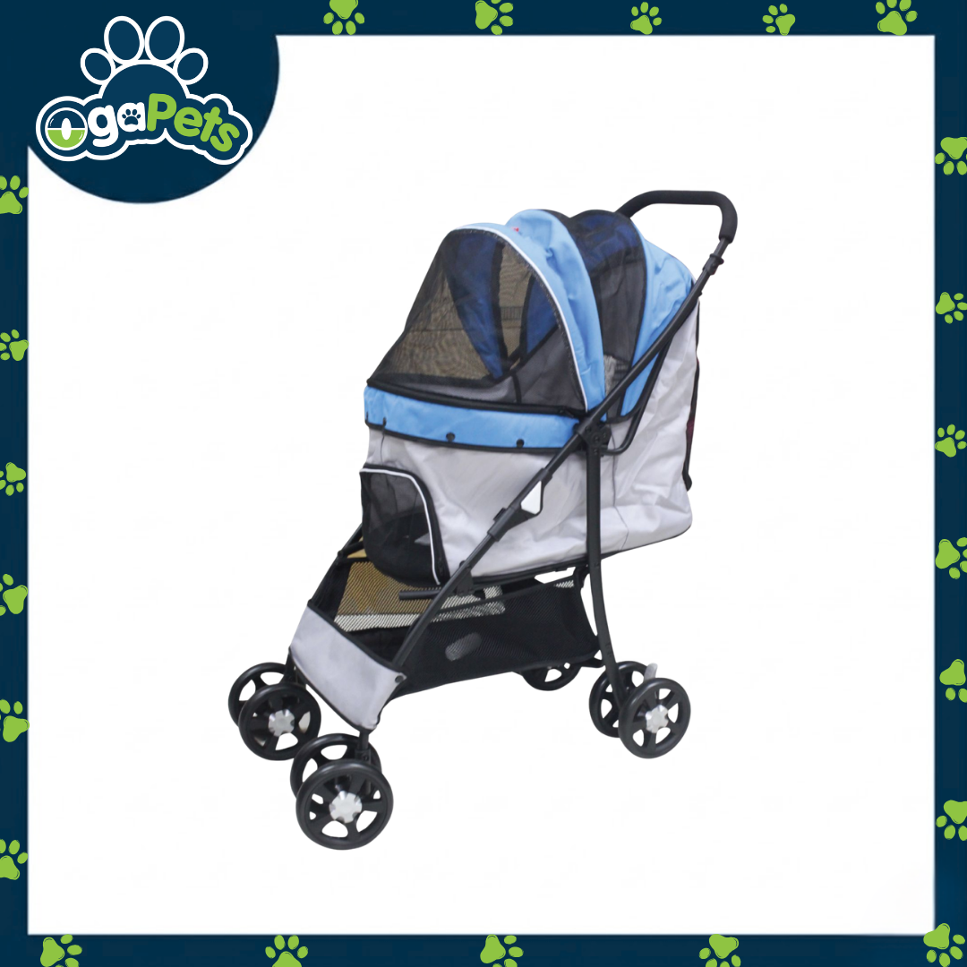 Ogapets Pet Carrier Stroller- Oxford Fabric with Drop Plastic Mesh & Steel Tube Max 15kg