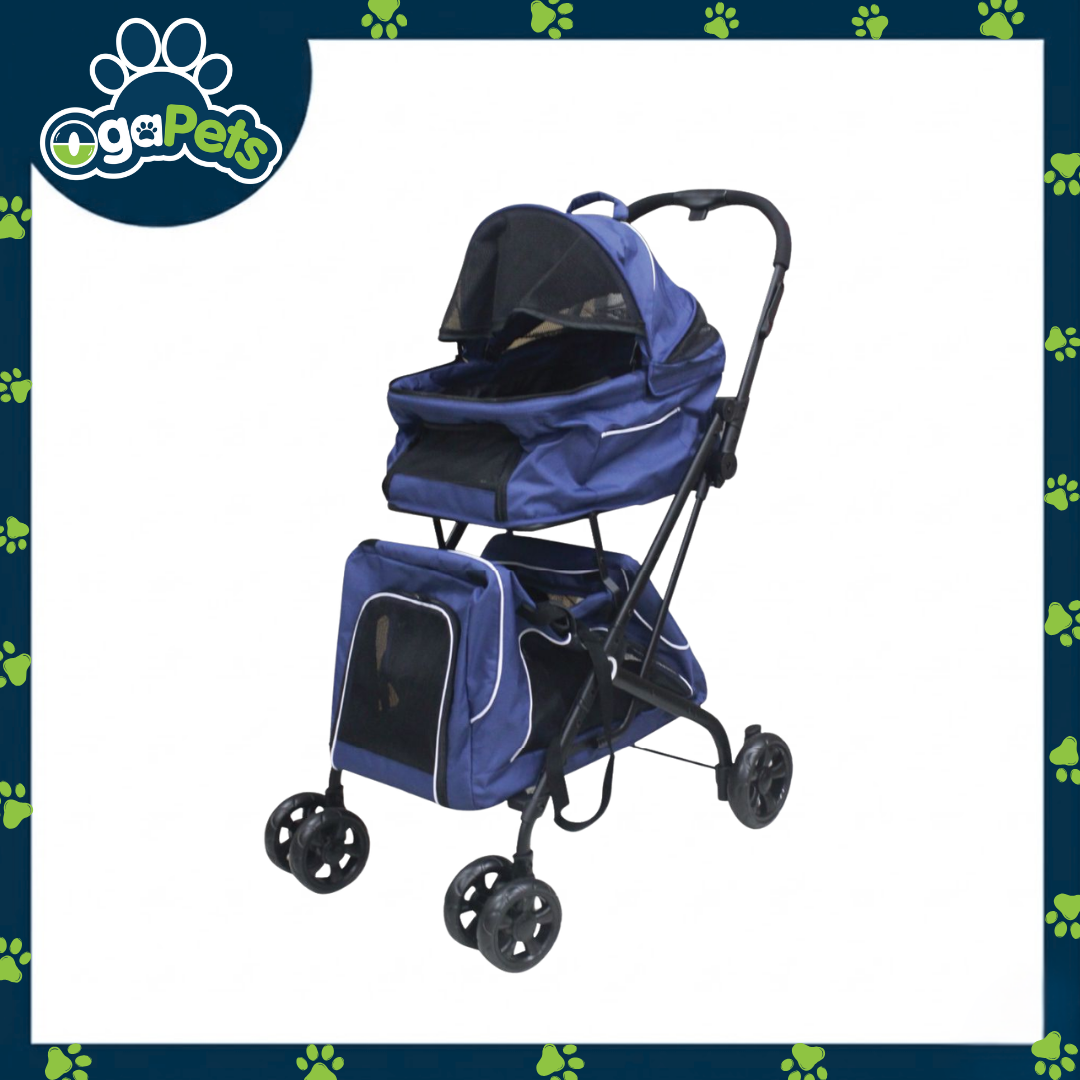 Ogapets Pet Carrier Stroller - Oxford Fabric with Drop Plastic Mesh & Steel TubeMax Load 15kg